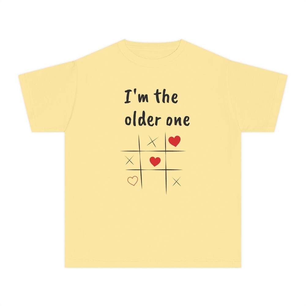 I'm the Older One tic tac toe heart Youth Tee | sibling shirt
